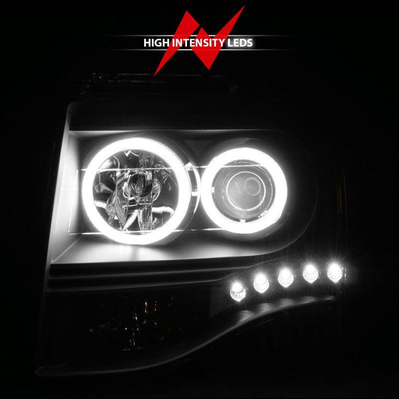 ANZO 2007-2014 Ford Expedition Projector Headlights w/ Halo Black ANZO Headlights  AXOPROS