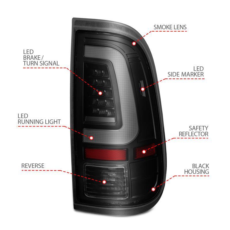 ANZO 2008-2016 Ford  F-250  LED Tail w/ Lights Bar Black Housing Smoke Lens ANZO Headlights  AXOPROS