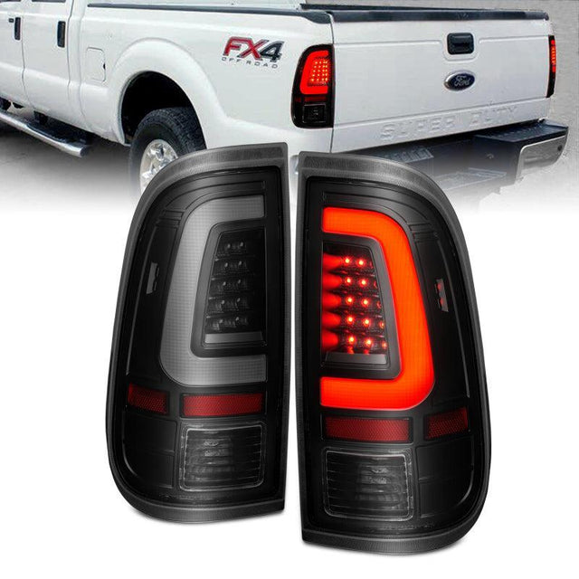 ANZO 2008-2016 Ford  F-250  LED Tail w/ Lights Bar Black Housing Smoke Lens ANZO Headlights  AXOPROS