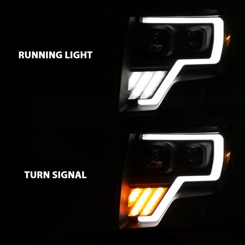 ANZO 2009-2013 Ford F-150 Projector Light Bar G4 Switchback H.L.Black Amber ANZO Headlights  AXOPROS