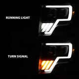 ANZO 2009-2013 Ford F-150 Projector Light Bar G4 Switchback H.L.Black Amber ANZO Headlights  AXOPROS