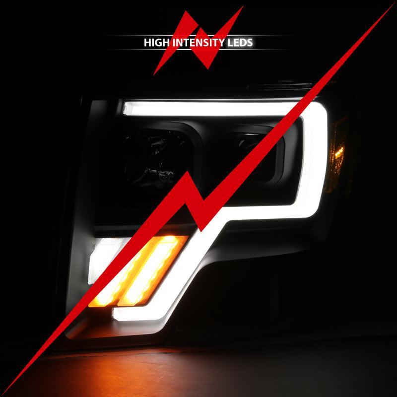 ANZO 2009-2013 Ford F-150 Projector Light Bar G4 Switchback H.L.Black Amber ANZO Headlights  AXOPROS