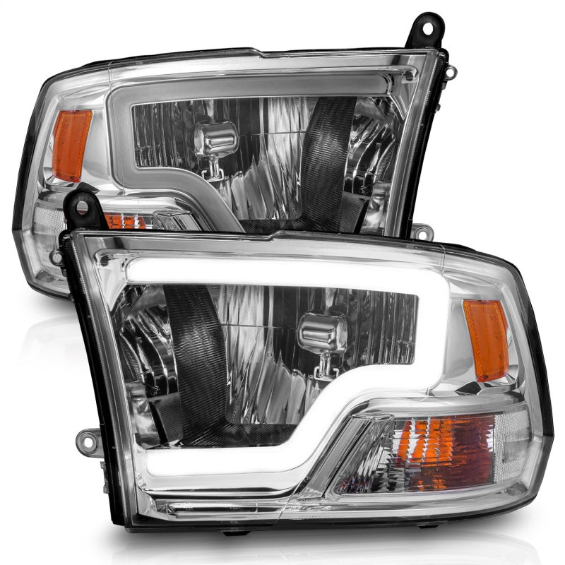 ANZO 2009-2018 Dodge Ram 1500/ 2500/ 3500 Crystal Headlights w/ Light Bar Chrome Housing ANZO Headlights  AXOPROS