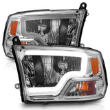 ANZO 2009-2018 Dodge Ram 1500/ 2500/ 3500 Crystal Headlights w/ Light Bar Chrome Housing ANZO Headlights  AXOPROS