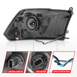 ANZO 2009-2018 Dodge Ram 1500 Crystal Headlights w/ Light Bar Black Housing ANZO Headlights  AXOPROS