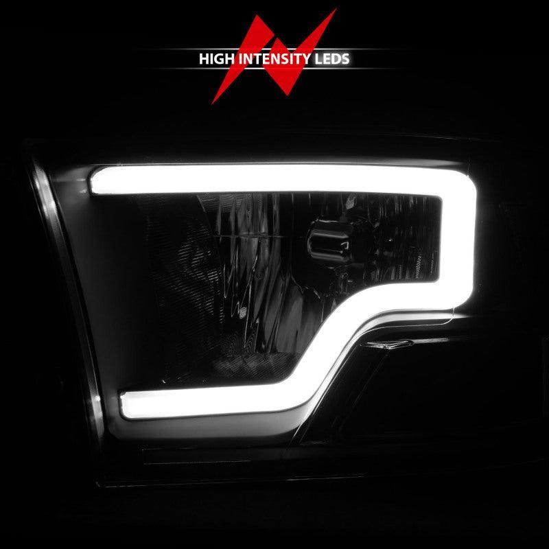 ANZO 2009-2018 Dodge Ram 1500 Crystal Headlights w/ Light Bar Black Housing ANZO Headlights  AXOPROS