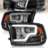 ANZO 2009-2018 Dodge Ram 1500 Crystal Headlights w/ Light Bar Black Housing ANZO Headlights  AXOPROS