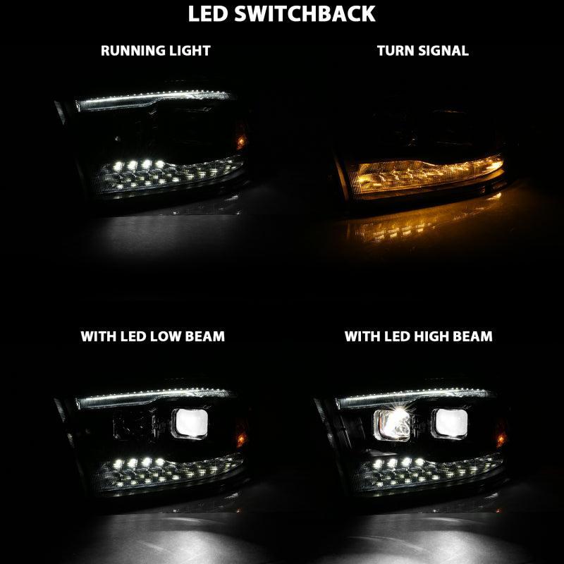 ANZO 2009-2018 Dodge Ram 1500 Led Projector Plank Style Switchback H.L Halo Black Amber (OE Style) ANZO Headlights  AXOPROS
