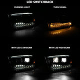 ANZO 2009-2018 Dodge Ram 1500 Led Projector Plank Style Switchback H.L Halo Black Amber (OE Style) ANZO Headlights  AXOPROS