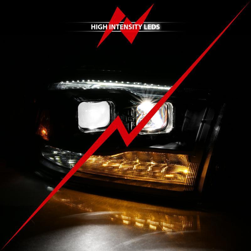 ANZO 2009-2018 Dodge Ram 1500 Led Projector Plank Style Switchback H.L Halo Black Amber (OE Style) ANZO Headlights  AXOPROS