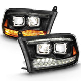 ANZO 2009-2018 Dodge Ram 1500 Led Projector Plank Style Switchback H.L Halo Black Amber (OE Style) ANZO Headlights  AXOPROS