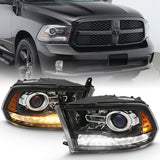 ANZO 2009-2018 Dodge Ram 1500 Projector Plank Style Switchback H.L Halo Black Amber (OE Style) ANZO Headlights  AXOPROS
