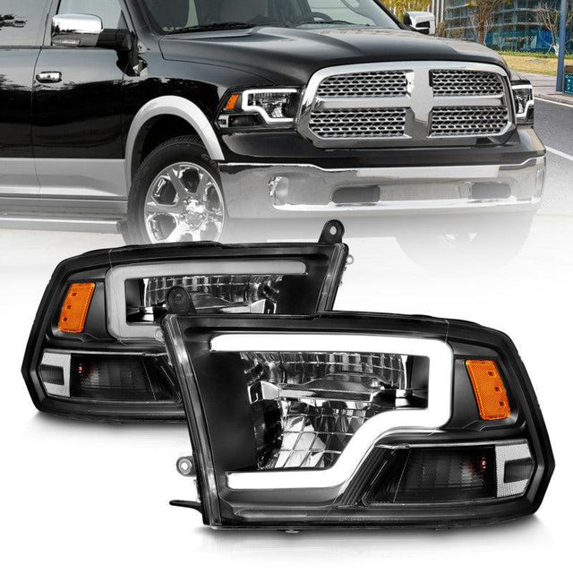 ANZO 2009-2020 Dodge Ram 1500 Full LED Square Projector Headlights w/ Chrome Housing Black Amber ANZO Headlights  AXOPROS