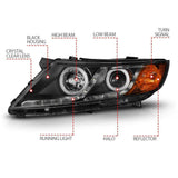 ANZO 2011-2013 Kia Optima Projector Headlights w/ Halo Black (CCFL) ANZO Headlights  AXOPROS