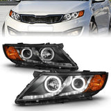ANZO 2011-2013 Kia Optima Projector Headlights w/ Halo Black (CCFL) ANZO Headlights  AXOPROS
