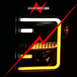 ANZO 2011-2016 Ford F250 Projector Headlights w/ Plank Style Switchback Black w/ Amber ANZO Headlights  AXOPROS