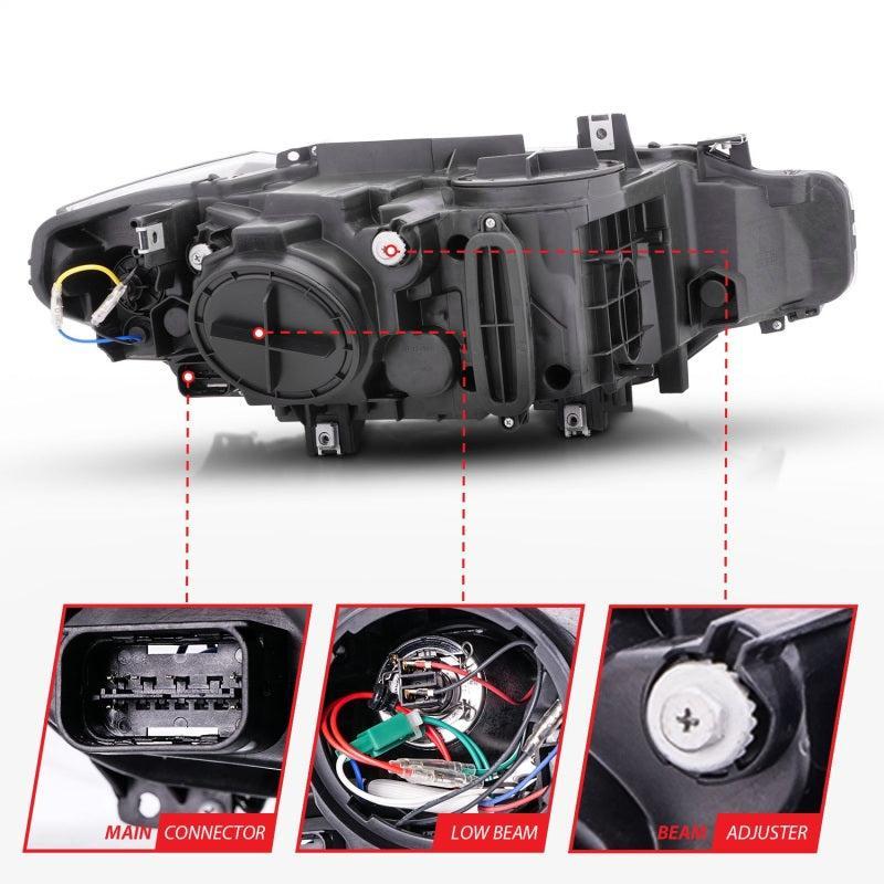 ANZO 2012-2015 BMW 3 Series Projector Headlights w/ U-Bar Black ANZO Headlights  AXOPROS