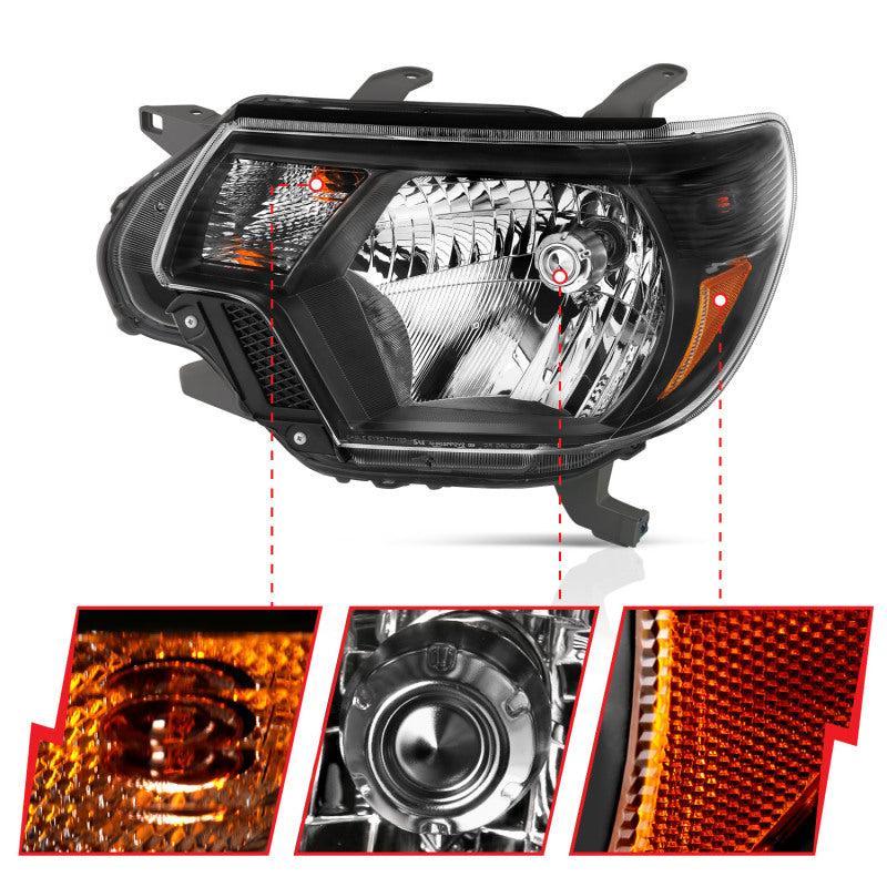 ANZO 2012-2015 Toyota Tacoma Crystal Headlights Black ANZO Headlights  AXOPROS