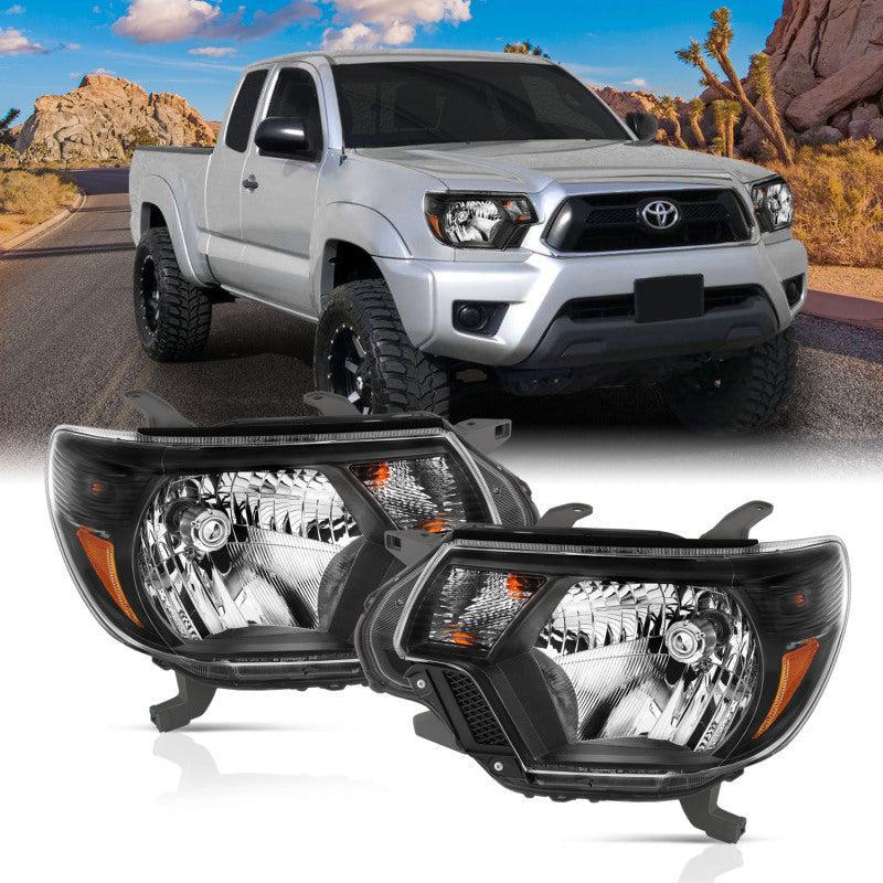 ANZO 2012-2015 Toyota Tacoma Crystal Headlights Black ANZO Headlights  AXOPROS