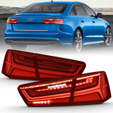 ANZO 2012-2018 Audi A6 LED Taillight Black Housing Red/Clear Lens 4 pcs (Sequential Signal) ANZO Tail Lights  AXOPROS