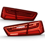 ANZO 2012-2018 Audi A6 LED Taillight Black Housing Red/Clear Lens 4 pcs (Sequential Signal) ANZO Tail Lights  AXOPROS