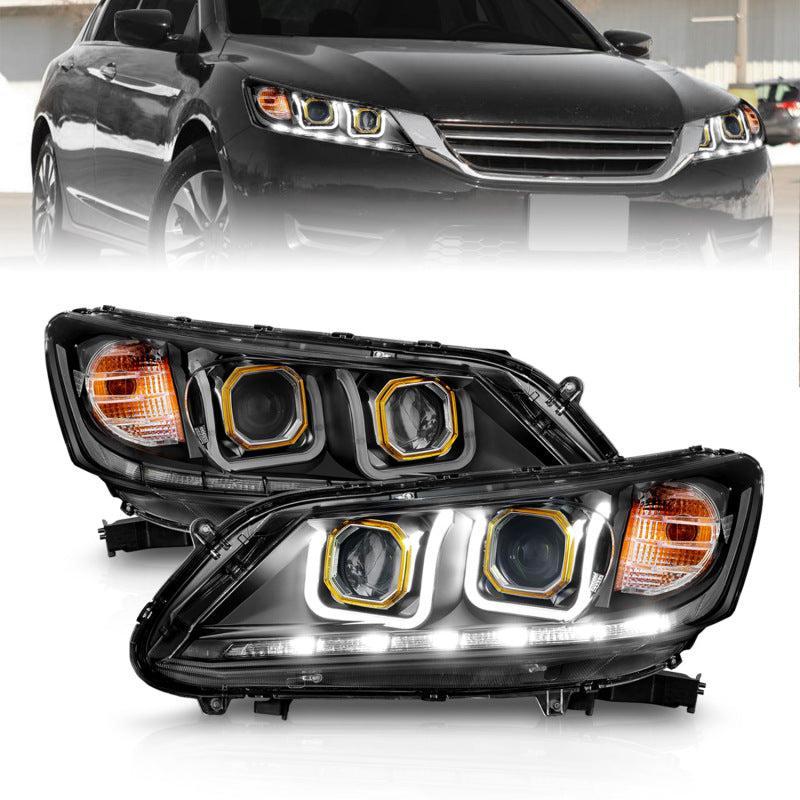 ANZO 2013-2015 Honda Accord Projector Headlights w/ U-Bar Black ANZO Headlights  AXOPROS