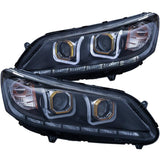 ANZO 2013-2015 Honda Accord Projector Headlights w/ U-Bar Black ANZO Headlights  AXOPROS