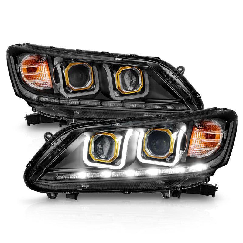 ANZO 2013-2015 Honda Accord Projector Headlights w/ U-Bar Black ANZO Headlights  AXOPROS