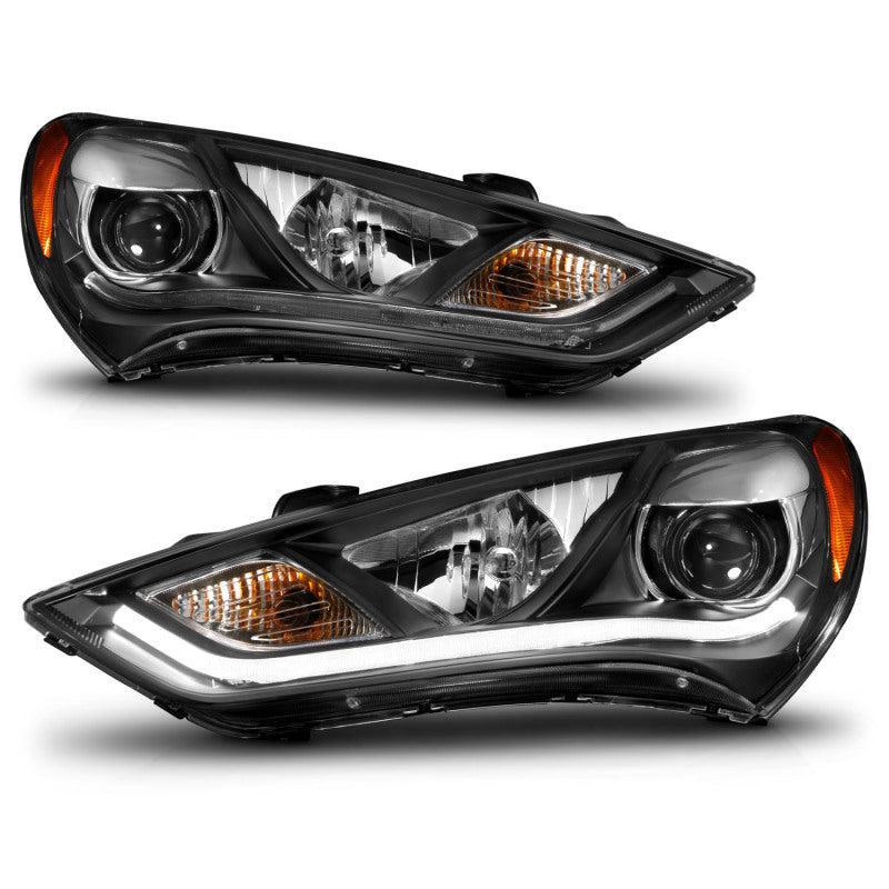 ANZO 2013-2015 Hyundai Genesis Projector Headlights w/ Plank Style Design Black (HID Compatible) ANZO Headlights  AXOPROS