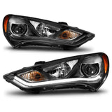 ANZO 2013-2015 Hyundai Genesis Projector Headlights w/ Plank Style Design Black (HID Compatible) ANZO Headlights  AXOPROS