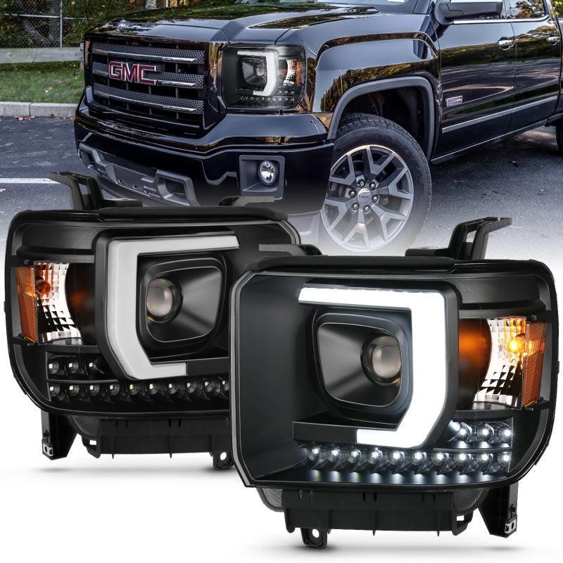 ANZO 2014-2015 Gmc Sierra 1500HD Projector Plank Style Headlight Black W/ Drl ANZO Headlights  AXOPROS