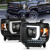 ANZO 2014-2015 Gmc Sierra 1500HD Projector Plank Style Headlight Black W/ Drl ANZO Headlights  AXOPROS