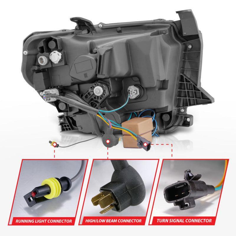 ANZO 2014-2017 Toyota Tundra LED Crystal Headlights w/ Switchback Black Housing w/ DRL ANZO Headlights  AXOPROS