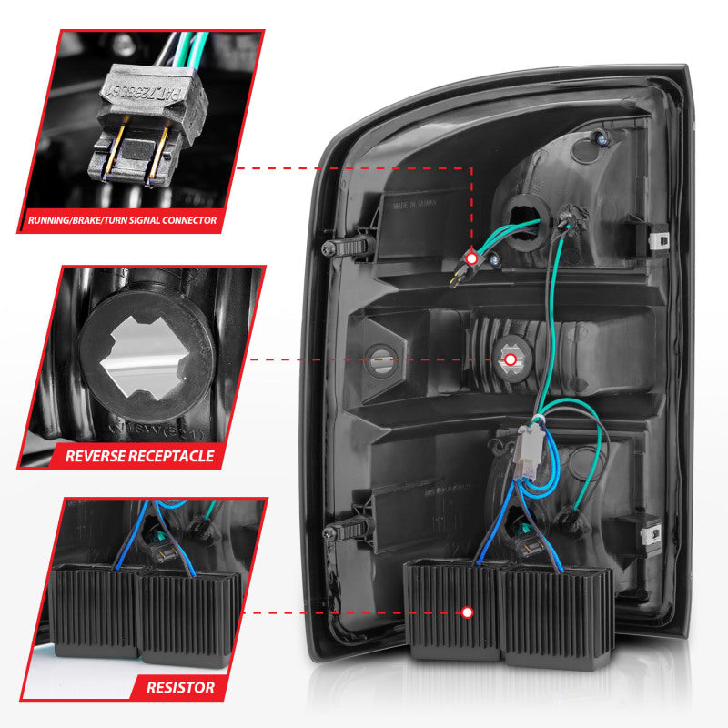 ANZO 2014-2018 GMC Sierra LED Tail Lights Black Housing Clear Lens ANZO Tail Lights  AXOPROS