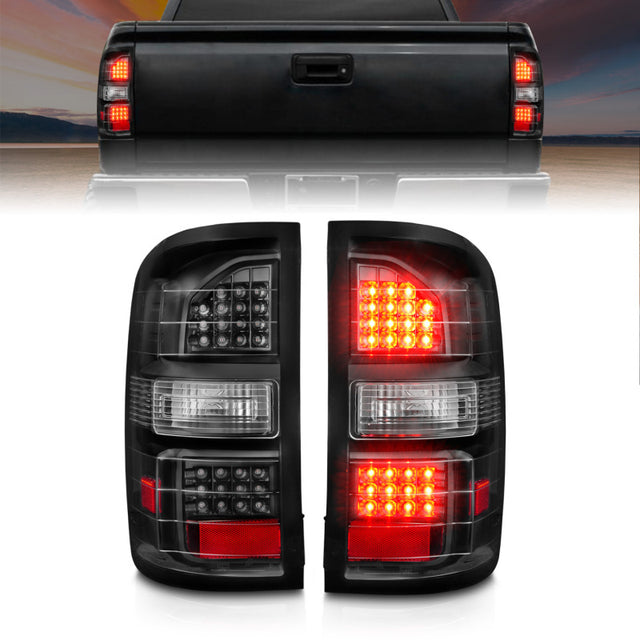 ANZO 2014-2018 GMC Sierra LED Tail Lights Black Housing Clear Lens ANZO Tail Lights  AXOPROS