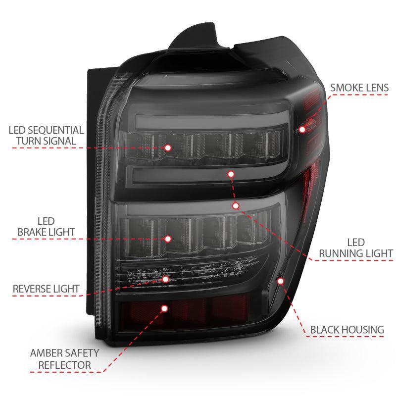 ANZO 2014-2020 Toyota 4Runner T.L Black Housing Smoke Lens Red Light Bar W/Sequential ANZO Tail Lights  AXOPROS
