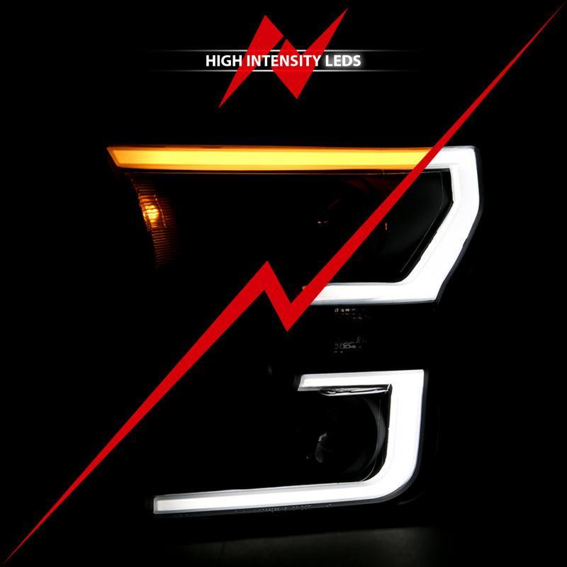 ANZO 2015-2017 Ford F-150 Projector Headlights w/ Plank Style Switchback Black w/ Amber ANZO Headlights  AXOPROS