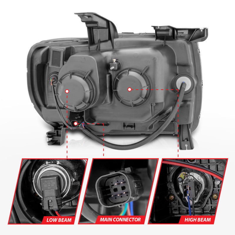 ANZO 2015+ GMC Canyon Projector Headlights w/ Plank Style Design Black w/ Amber ANZO Headlights  AXOPROS