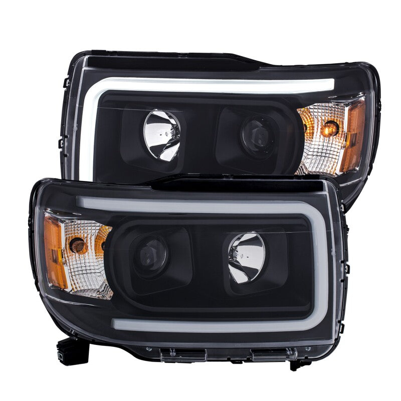 ANZO 2015+ GMC Canyon Projector Headlights w/ Plank Style Design Black w/ Amber ANZO Headlights  AXOPROS