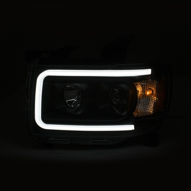 ANZO 2015+ GMC Canyon Projector Headlights w/ Plank Style Design Black w/ Amber ANZO Headlights  AXOPROS