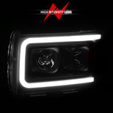 ANZO 2015+ GMC Canyon Projector Headlights w/ Plank Style Design Black w/ Amber ANZO Headlights  AXOPROS
