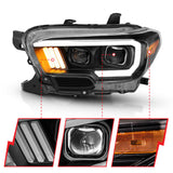 ANZO 2016-2017 Toyota Tacoma Projector Headlights w/ Plank Style Design Black/Amber w/ DRL ANZO Headlights  AXOPROS