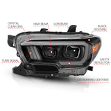ANZO 2016-2017 Toyota Tacoma Projector Headlights w/ Plank Style Design Black/Amber w/ DRL ANZO Headlights  AXOPROS