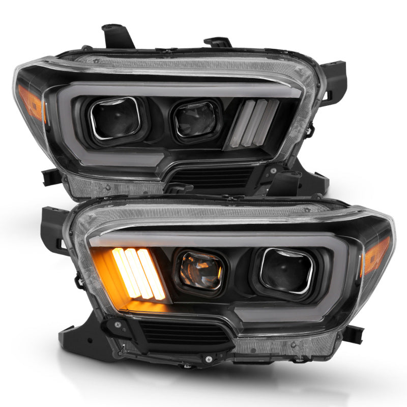 ANZO 2016-2017 Toyota Tacoma Projector Headlights w/ Plank Style Design Black/Amber w/ DRL ANZO Headlights  AXOPROS