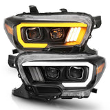ANZO 2016-2017 Toyota Tacoma Projector Headlights w/ Plank Style Switchback Black w/ Amber ANZO Headlights  AXOPROS