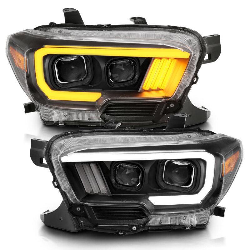 ANZO 2016-2017 Toyota Tacoma Projector Headlights w/ Plank Style Switchback Black w/ Amber ANZO Headlights  AXOPROS
