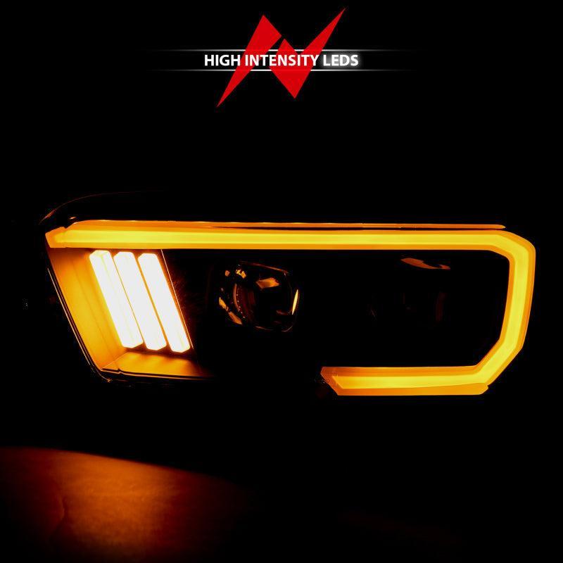 ANZO 2016-2017 Toyota Tacoma Projector Headlights w/ Plank Style Switchback Black w/ Amber ANZO Headlights  AXOPROS