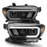 ANZO 2016-2017 Toyota Tacoma Projector Headlights w/ Plank Style Switchback Black w/ Amber ANZO Headlights  AXOPROS