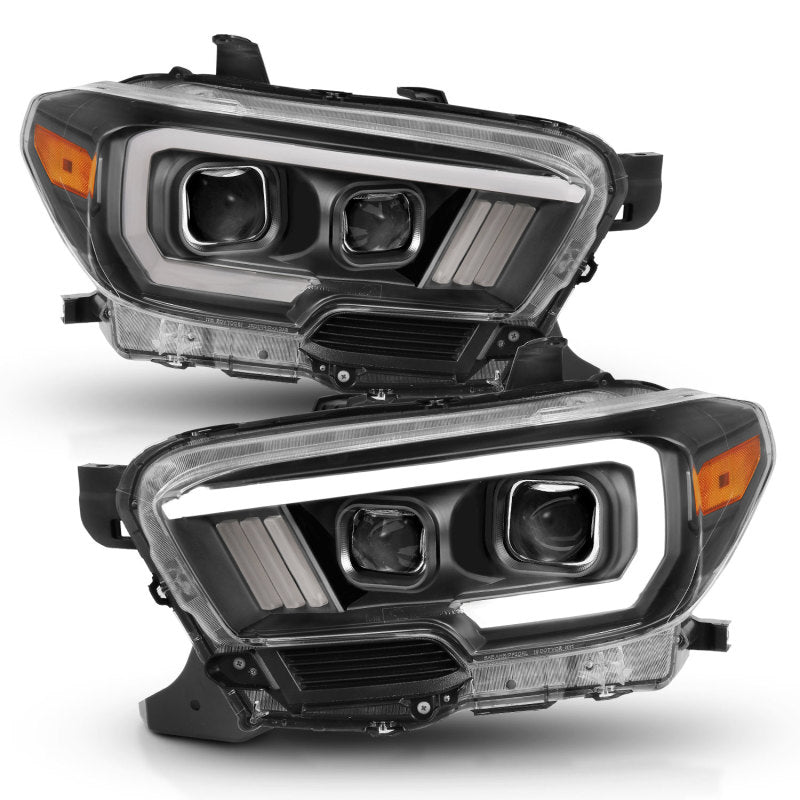 ANZO 2016-2017 Toyota Tacoma Projector Headlights w/ Plank Style Switchback Black w/ Amber w/ DRL ANZO Headlights  AXOPROS