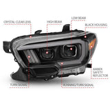 ANZO 2016-2017 Toyota Tacoma Projector Headlights w/ Plank Style Switchback Black w/ Amber w/ DRL ANZO Headlights  AXOPROS